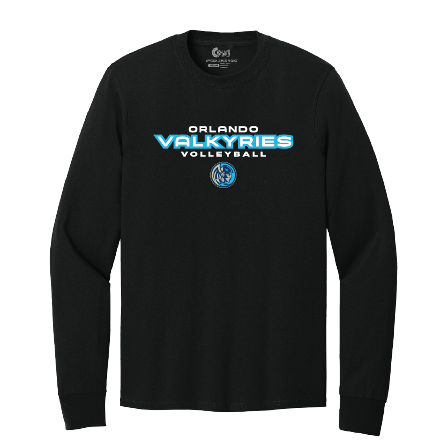 Orlando Valkyries Icon Wordmark Logo Long Sleeve T-Shirt