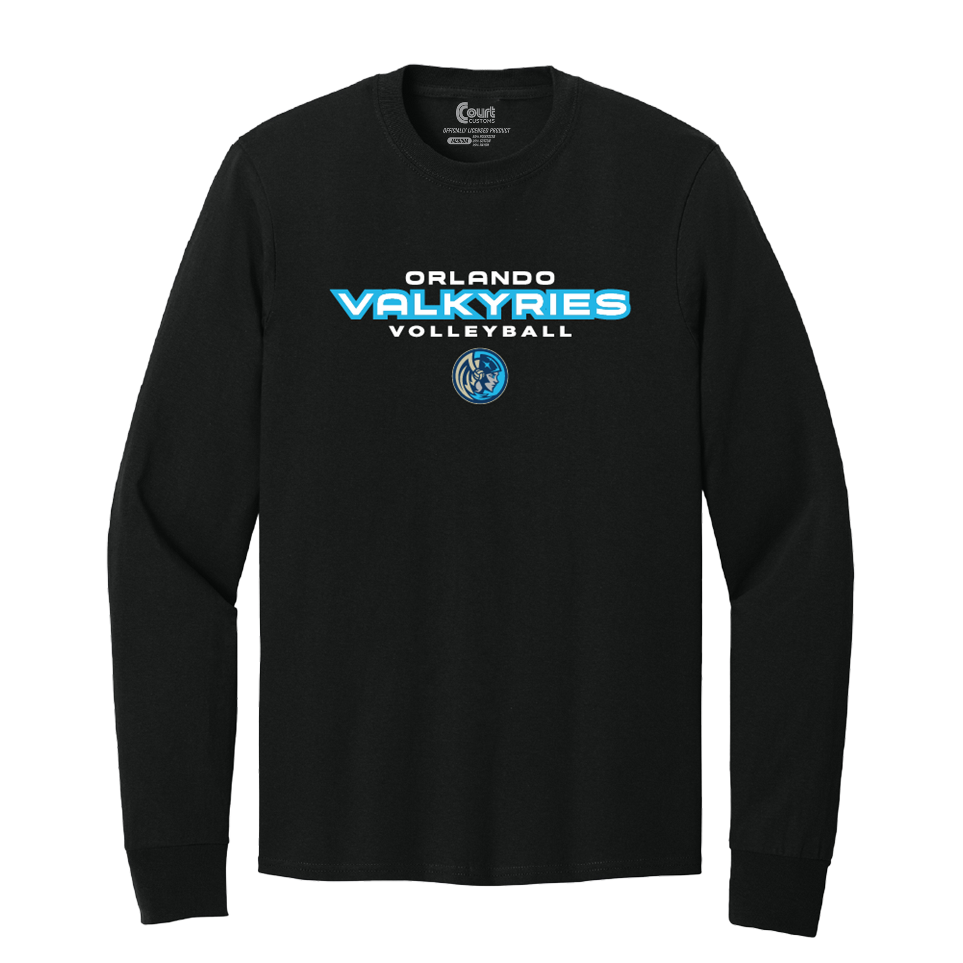 Orlando Valkyries Icon Wordmark Logo Long Sleeve T-Shirt