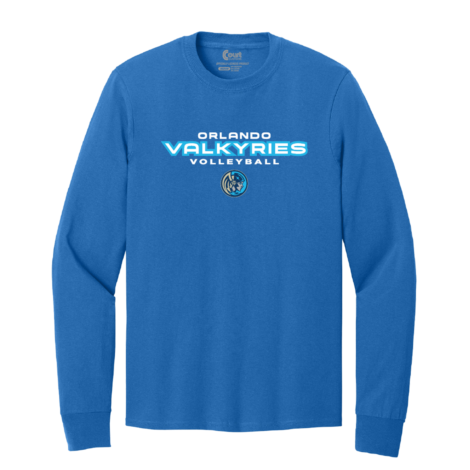 Orlando Valkyries Icon Wordmark Logo Long Sleeve T-Shirt